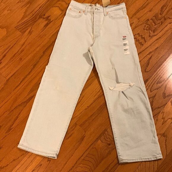 Ladies Levi’s size 29 ribcage super high-rise straight relaxed fit ankle pants - Picture 3 of 12